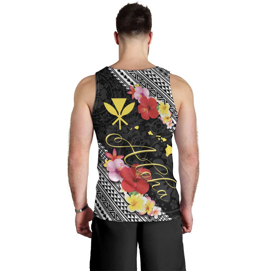 Aloha Hawaii Hibiscus and Plumeria Flowers Men Tank Top Kanaka Maoli Tattoo Polynesian Pattern LT03 - Polynesian Pride