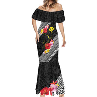 Aloha Hawaii Hibiscus and Plumeria Flowers Mermaid Dress Kanaka Maoli Tattoo Polynesian Pattern LT03 - Polynesian Pride