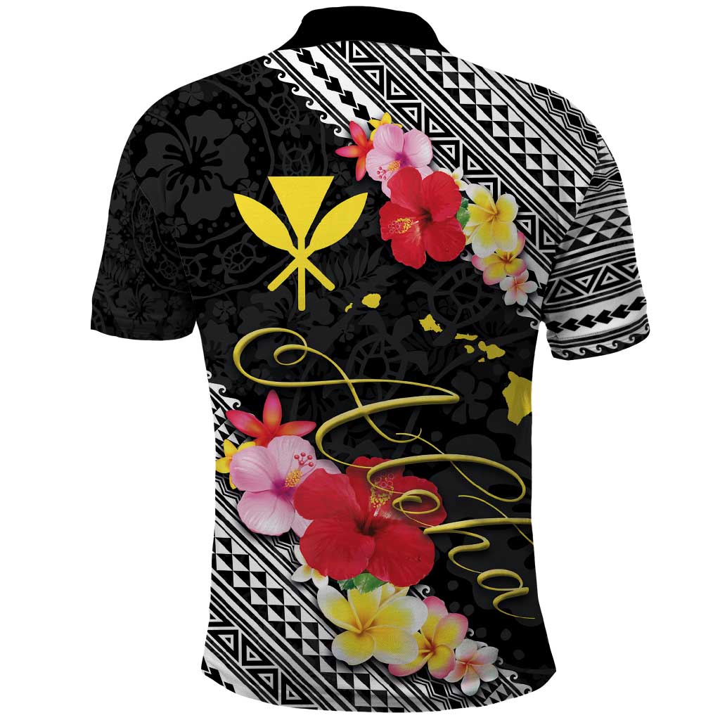 Aloha Hawaii Hibiscus and Plumeria Flowers Polo Shirt Kanaka Maoli Tattoo Polynesian Pattern LT03 - Polynesian Pride
