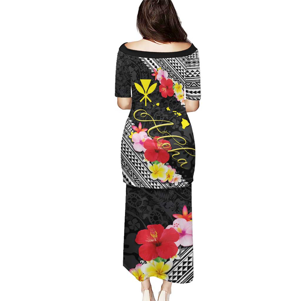 Aloha Hawaii Hibiscus and Plumeria Flowers Puletasi Kanaka Maoli Tattoo Polynesian Pattern LT03 - Polynesian Pride