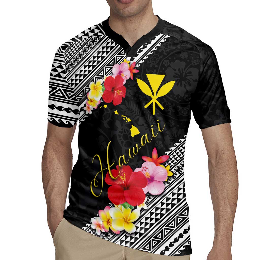 Aloha Hawaii Hibiscus and Plumeria Flowers Rugby Jersey Kanaka Maoli Tattoo Polynesian Pattern LT03 - Polynesian Pride