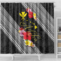 Aloha Hawaii Hibiscus and Plumeria Flowers Shower Curtain Kanaka Maoli Tattoo Polynesian Pattern LT03 - Polynesian Pride