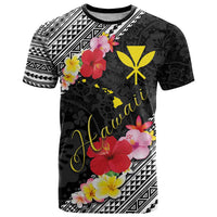 Aloha Hawaii Hibiscus and Plumeria Flowers T Shirt Kanaka Maoli Tattoo Polynesian Pattern LT03 Black - Polynesian Pride