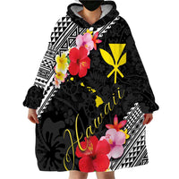 Aloha Hawaii Hibiscus and Plumeria Flowers Wearable Blanket Hoodie Kanaka Maoli Tattoo Polynesian Pattern LT03 - Polynesian Pride