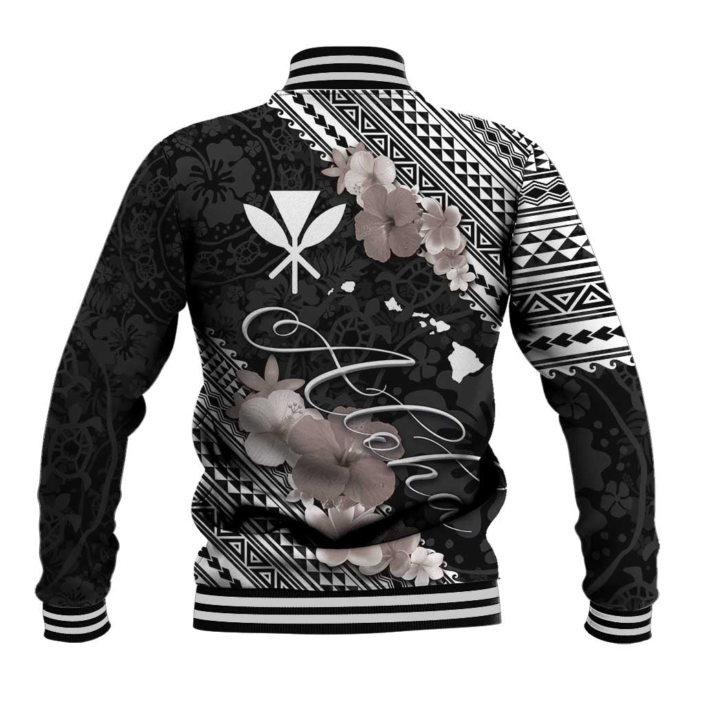 Aloha Hawaii Hibiscus and Plumeria Flowers Baseball Jacket Kanaka Maoli Tattoo Polynesian Pattern Gray Color LT03 - Polynesian Pride