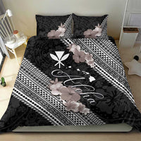 Aloha Hawaii Hibiscus and Plumeria Flowers Bedding Set Kanaka Maoli Tattoo Polynesian Pattern Gray Color LT03 - Polynesian Pride