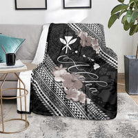 Aloha Hawaii Hibiscus and Plumeria Flowers Blanket Kanaka Maoli Tattoo Polynesian Pattern Gray Color LT03 - Polynesian Pride