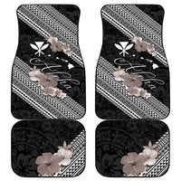 Aloha Hawaii Hibiscus and Plumeria Flowers Car Mats Kanaka Maoli Tattoo Polynesian Pattern Gray Color LT03 - Polynesian Pride