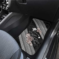 Aloha Hawaii Hibiscus and Plumeria Flowers Car Mats Kanaka Maoli Tattoo Polynesian Pattern Gray Color LT03 - Polynesian Pride