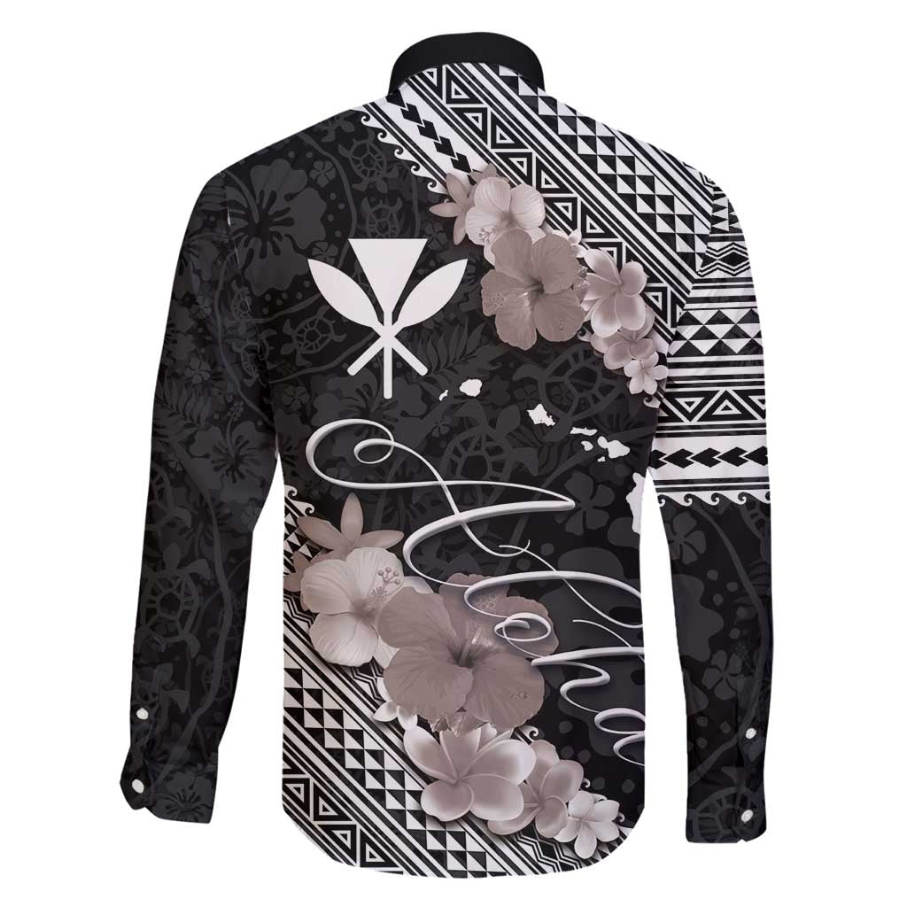 Aloha Hawaii Hibiscus and Plumeria Flowers Family Matching Mermaid Dress and Hawaiian Shirt Kanaka Maoli Tattoo Polynesian Pattern Gray Color LT03 - Polynesian Pride