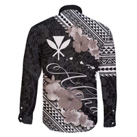 Aloha Hawaii Hibiscus and Plumeria Flowers Family Matching Mermaid Dress and Hawaiian Shirt Kanaka Maoli Tattoo Polynesian Pattern Gray Color LT03 - Polynesian Pride