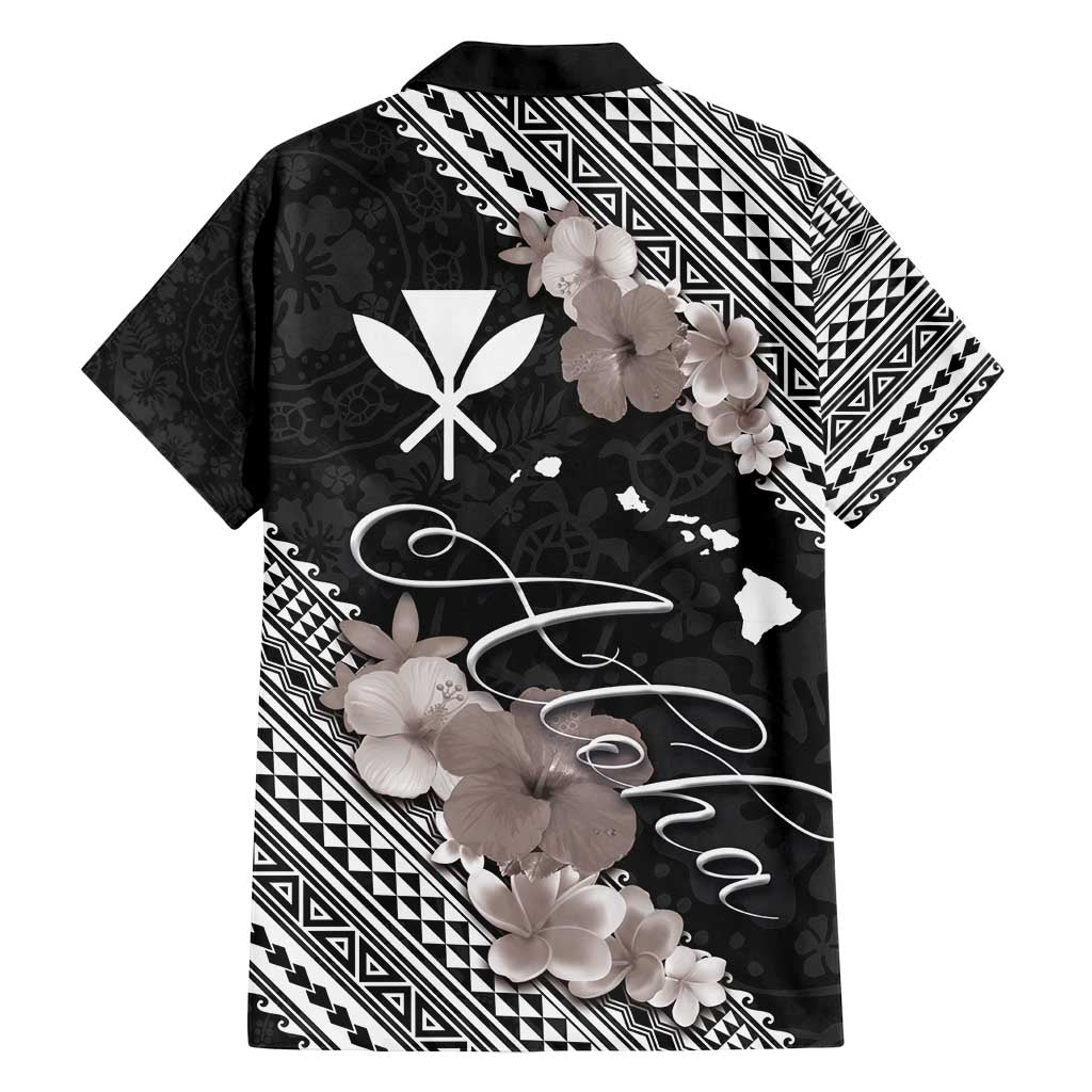 Aloha Hawaii Hibiscus and Plumeria Flowers Family Matching Off Shoulder Maxi Dress and Hawaiian Shirt Kanaka Maoli Tattoo Polynesian Pattern Gray Color LT03 - Polynesian Pride
