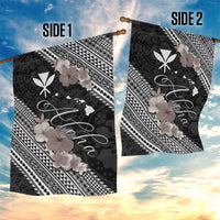 Aloha Hawaii Hibiscus and Plumeria Flowers Garden Flag Kanaka Maoli Tattoo Polynesian Pattern Gray Color LT03 - Polynesian Pride