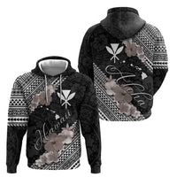 Aloha Hawaii Hibiscus and Plumeria Flowers Hoodie Kanaka Maoli Tattoo Polynesian Pattern Gray Color LT03 - Polynesian Pride