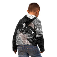 Aloha Hawaii Hibiscus and Plumeria Flowers Kid Hoodie Kanaka Maoli Tattoo Polynesian Pattern Gray Color LT03 - Polynesian Pride