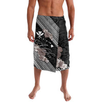Aloha Hawaii Hibiscus and Plumeria Flowers Lavalava Kanaka Maoli Tattoo Polynesian Pattern Gray Color LT03 Black - Polynesian Pride