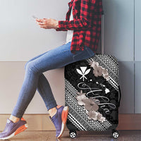 Aloha Hawaii Hibiscus and Plumeria Flowers Luggage Cover Kanaka Maoli Tattoo Polynesian Pattern Gray Color LT03 - Polynesian Pride