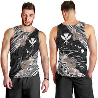 Aloha Hawaii Hibiscus and Plumeria Flowers Men Tank Top Kanaka Maoli Tattoo Polynesian Pattern Gray Color LT03 - Polynesian Pride
