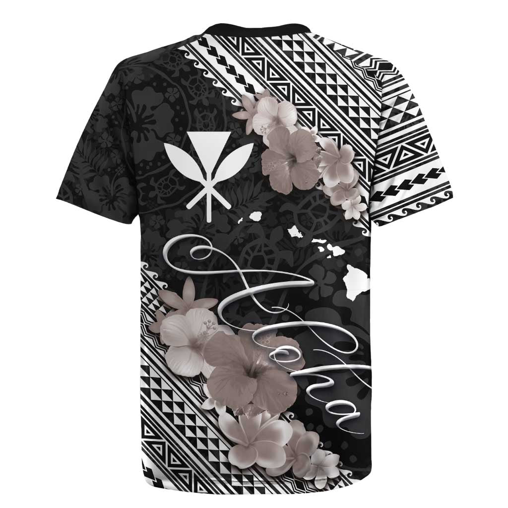 Aloha Hawaii Hibiscus and Plumeria Flowers Rugby Jersey Kanaka Maoli Tattoo Polynesian Pattern Gray Color LT03 - Polynesian Pride