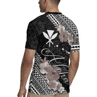 Aloha Hawaii Hibiscus and Plumeria Flowers Rugby Jersey Kanaka Maoli Tattoo Polynesian Pattern Gray Color LT03 - Polynesian Pride