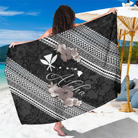 Aloha Hawaii Hibiscus and Plumeria Flowers Sarong Kanaka Maoli Tattoo Polynesian Pattern Gray Color LT03 One Size 44 x 66 inches Black - Polynesian Pride