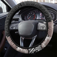 Aloha Hawaii Hibiscus and Plumeria Flowers Steering Wheel Cover Kanaka Maoli Tattoo Polynesian Pattern Gray Color LT03 - Polynesian Pride