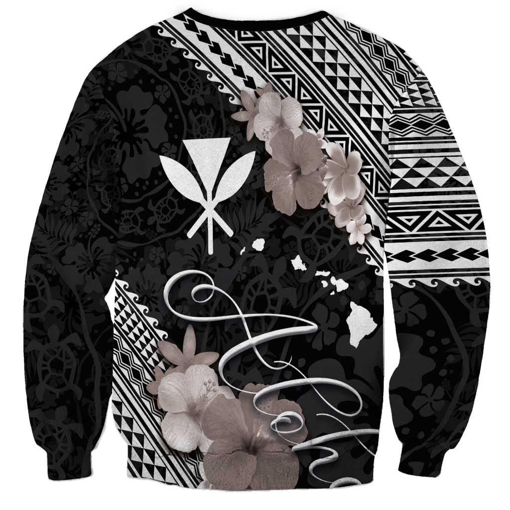 Aloha Hawaii Hibiscus and Plumeria Flowers Sweatshirt Kanaka Maoli Tattoo Polynesian Pattern Gray Color LT03 - Polynesian Pride