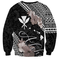 Aloha Hawaii Hibiscus and Plumeria Flowers Sweatshirt Kanaka Maoli Tattoo Polynesian Pattern Gray Color LT03 - Polynesian Pride