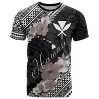 Aloha Hawaii Hibiscus and Plumeria Flowers T Shirt Kanaka Maoli Tattoo Polynesian Pattern Gray Color LT03 Black - Polynesian Pride