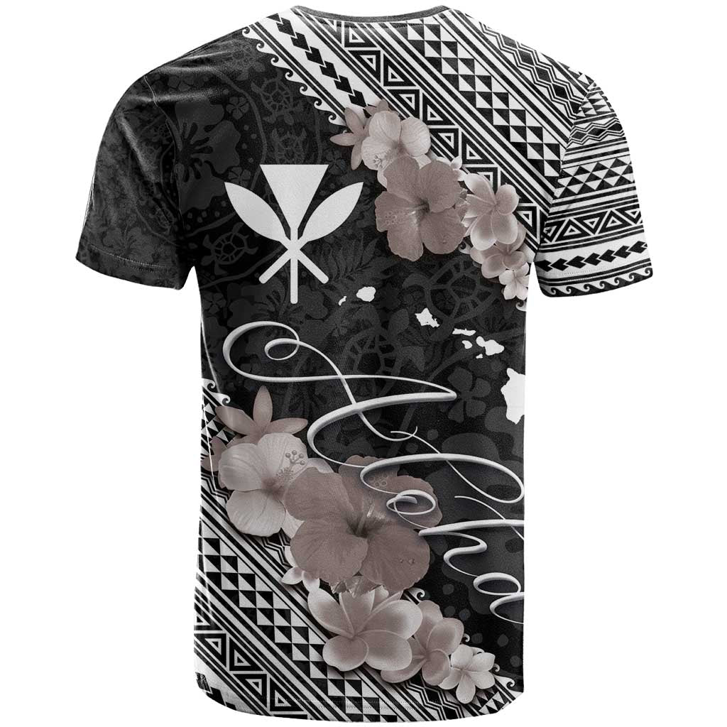Aloha Hawaii Hibiscus and Plumeria Flowers T Shirt Kanaka Maoli Tattoo Polynesian Pattern Gray Color LT03 - Polynesian Pride