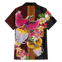 Papua New Guinea Birds and Frangipani Family Matching Long Sleeve Bodycon Dress and Hawaiian Shirt Melanesian Art Tattoos LT03 - Polynesian Pride