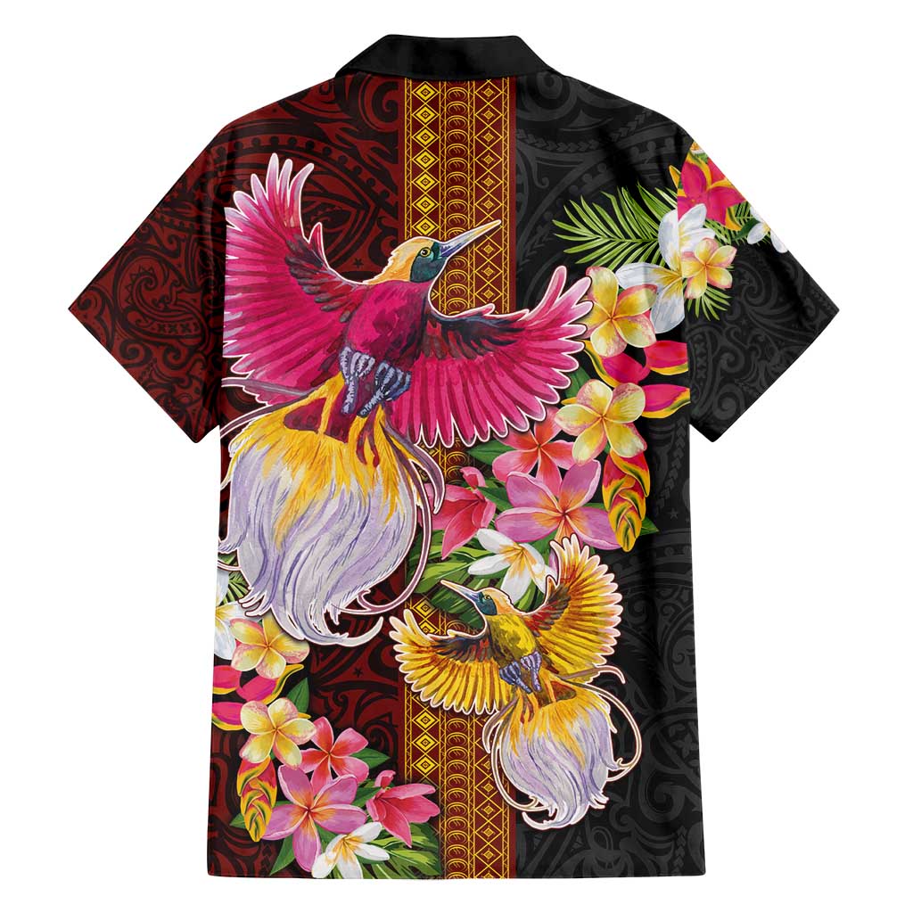 Papua New Guinea Birds and Frangipani Family Matching Off Shoulder Short Dress and Hawaiian Shirt Melanesian Art Tattoos LT03 - Polynesian Pride