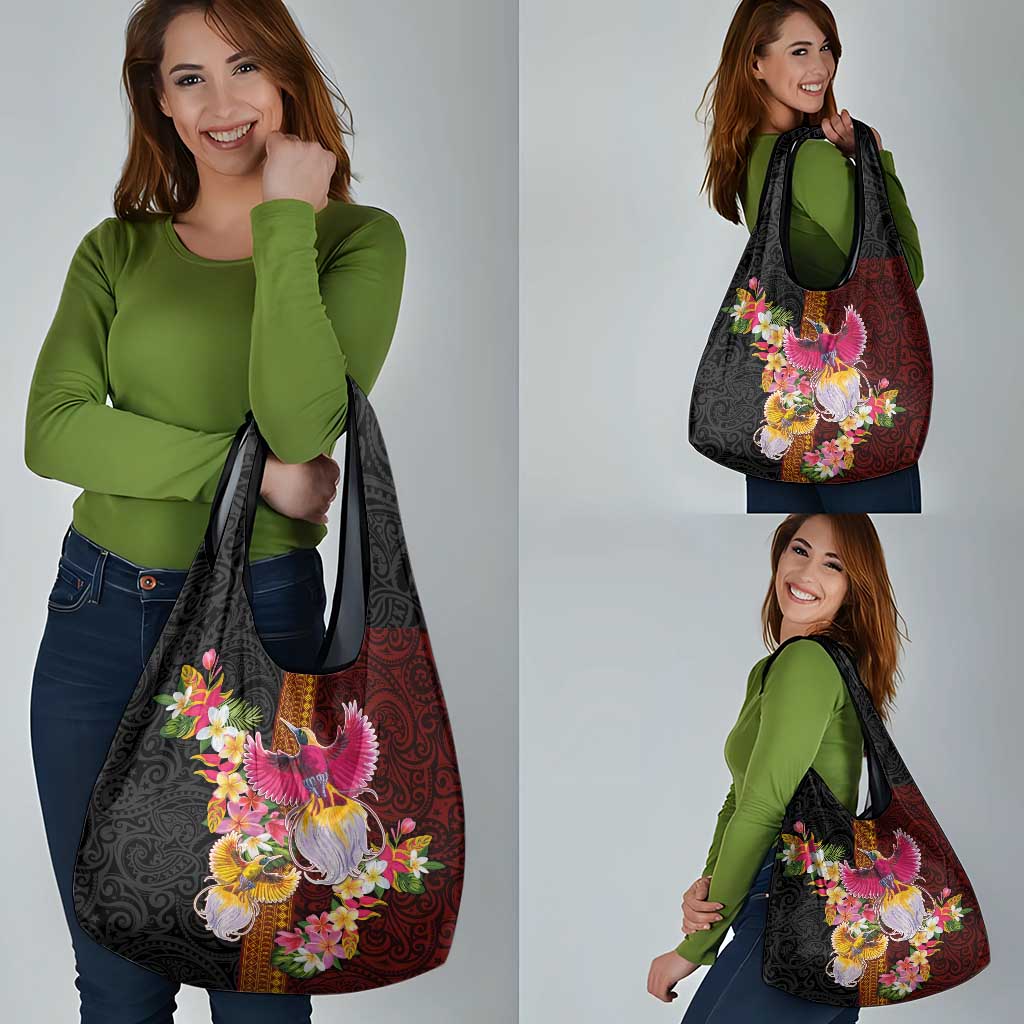 Papua New Guinea Birds and Frangipani Grocery Bag Melanesian Art Tattoos - Polynesian Pride