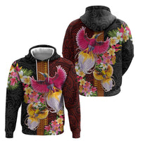 Papua New Guinea Birds and Frangipani Hoodie Melanesian Art Tattoos LT03 - Polynesian Pride