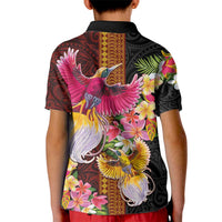 Papua New Guinea Birds and Frangipani Kid Polo Shirt Melanesian Art Tattoos LT03 - Polynesian Pride