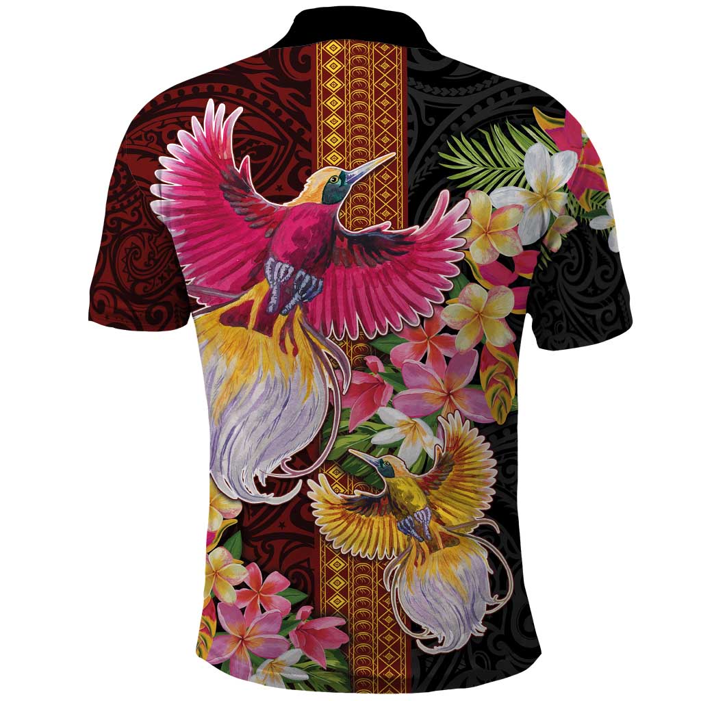Papua New Guinea Birds and Frangipani Polo Shirt Melanesian Art Tattoos LT03 - Polynesian Pride