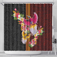 Papua New Guinea Birds and Frangipani Shower Curtain Melanesian Art Tattoos LT03 - Polynesian Pride