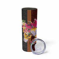 Papua New Guinea Birds and Frangipani Skinny Tumbler Melanesian Art Tattoos LT03 - Polynesian Pride