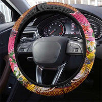 Papua New Guinea Birds and Frangipani Steering Wheel Cover Melanesian Art Tattoos LT03 - Polynesian Pride