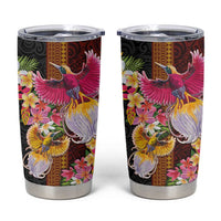 Papua New Guinea Birds and Frangipani Tumbler Cup Melanesian Art Tattoos LT03 Black - Polynesian Pride