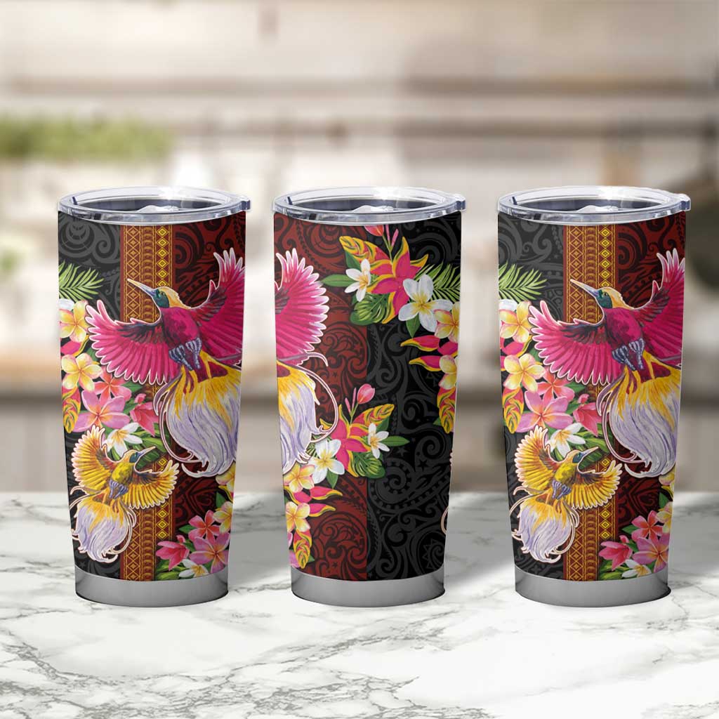 Papua New Guinea Birds and Frangipani Tumbler Cup Melanesian Art Tattoos LT03 - Polynesian Pride