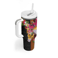 Papua New Guinea Birds and Frangipani Tumbler With Handle Melanesian Art Tattoos LT03 - Polynesian Pride