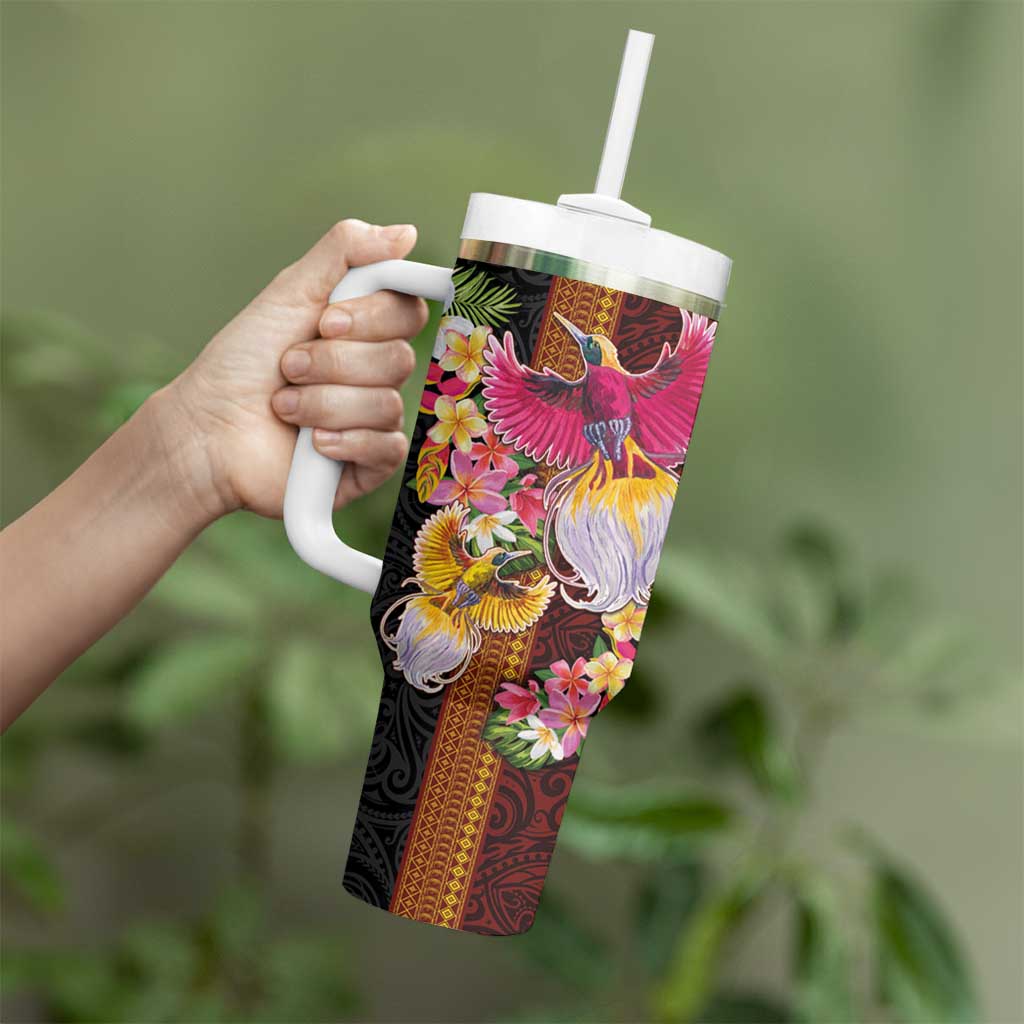 Papua New Guinea Birds and Frangipani Tumbler With Handle Melanesian Art Tattoos LT03 - Polynesian Pride