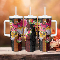 Papua New Guinea Birds and Frangipani Tumbler With Handle Melanesian Art Tattoos LT03 - Polynesian Pride