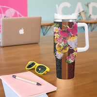 Papua New Guinea Birds and Frangipani Tumbler With Handle Melanesian Art Tattoos LT03 - Polynesian Pride