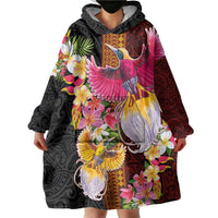 Papua New Guinea Birds and Frangipani Wearable Blanket Hoodie Melanesian Art Tattoos LT03 - Polynesian Pride