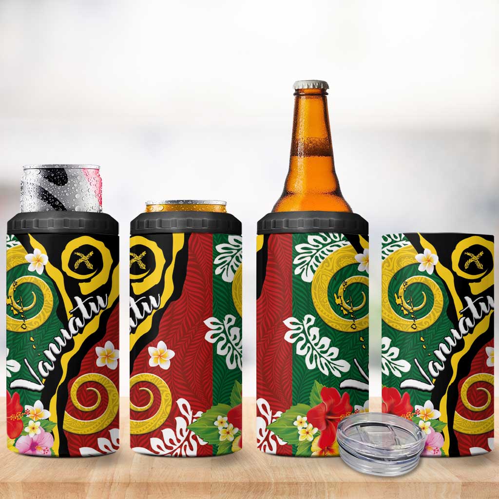 Melanesian Vanuatu Tribal Boar Tusk 4 in 1 Can Cooler Tumbler Tropical Plants and Namele Motifs LT03 - Polynesian Pride