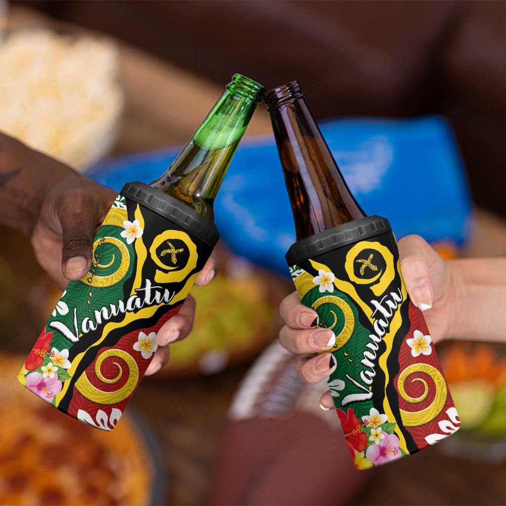 Melanesian Vanuatu Tribal Boar Tusk 4 in 1 Can Cooler Tumbler Tropical Plants and Namele Motifs LT03 - Polynesian Pride