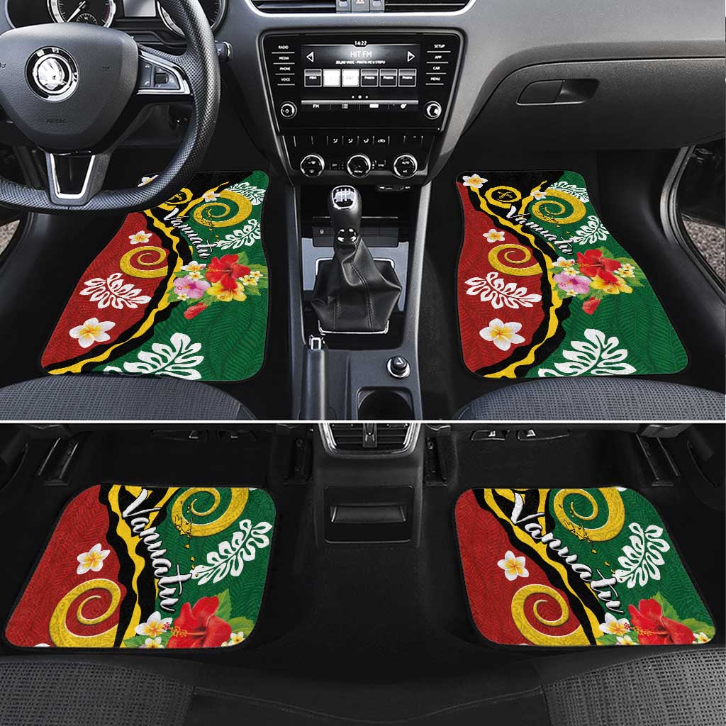 Melanesian Vanuatu Tribal Boar Tusk Car Mats Tropical Plants and Namele Motifs LT03 Set 4pcs Green - Polynesian Pride