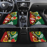 Melanesian Vanuatu Tribal Boar Tusk Car Mats Tropical Plants and Namele Motifs LT03 Set 4pcs Green - Polynesian Pride
